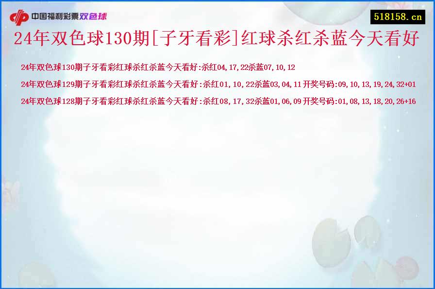 24年双色球130期[子牙看彩]红球杀红杀蓝今天看好