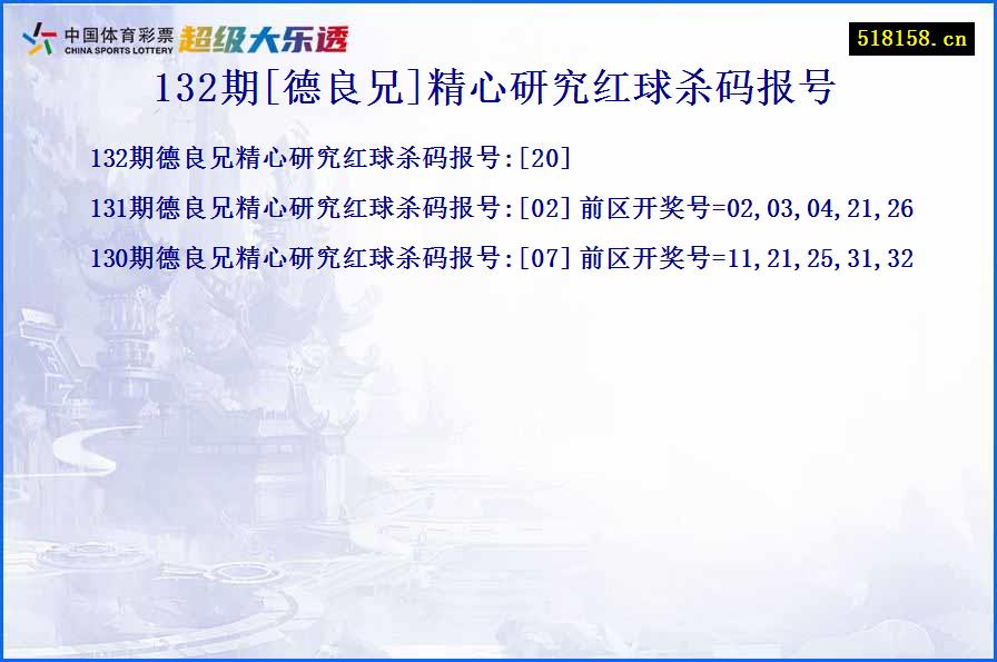 132期[德良兄]精心研究红球杀码报号