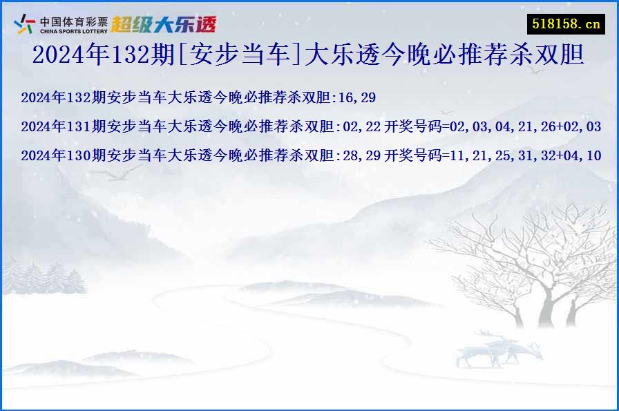 2024年132期[安步当车]大乐透今晚必推荐杀双胆