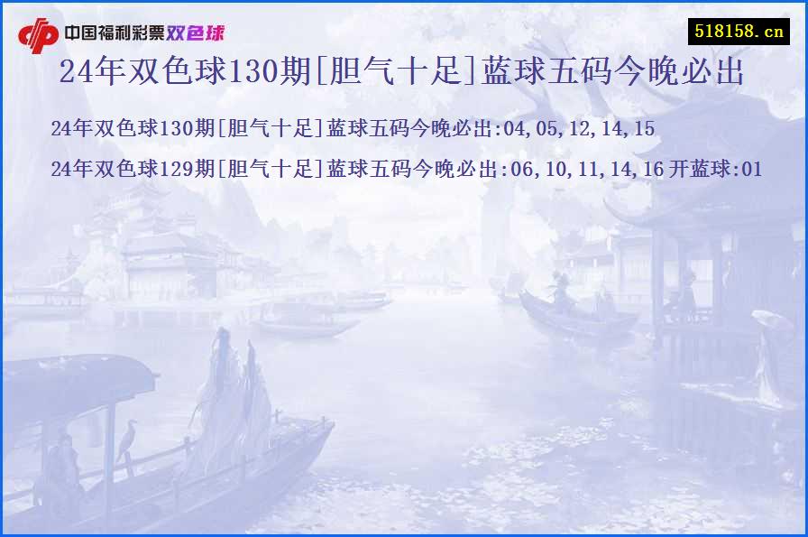 24年双色球130期[胆气十足]蓝球五码今晚必出