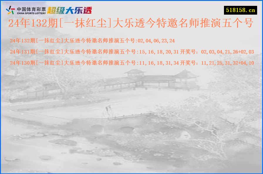 24年132期[一抹红尘]大乐透今特邀名师推演五个号