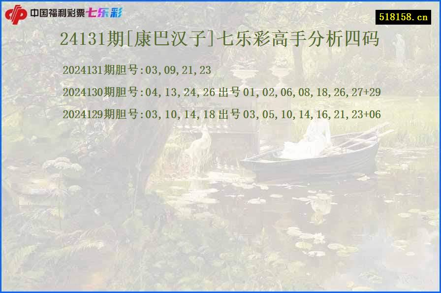 24131期[康巴汉子]七乐彩高手分析四码
