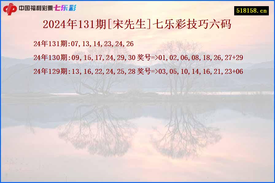 2024年131期[宋先生]七乐彩技巧六码