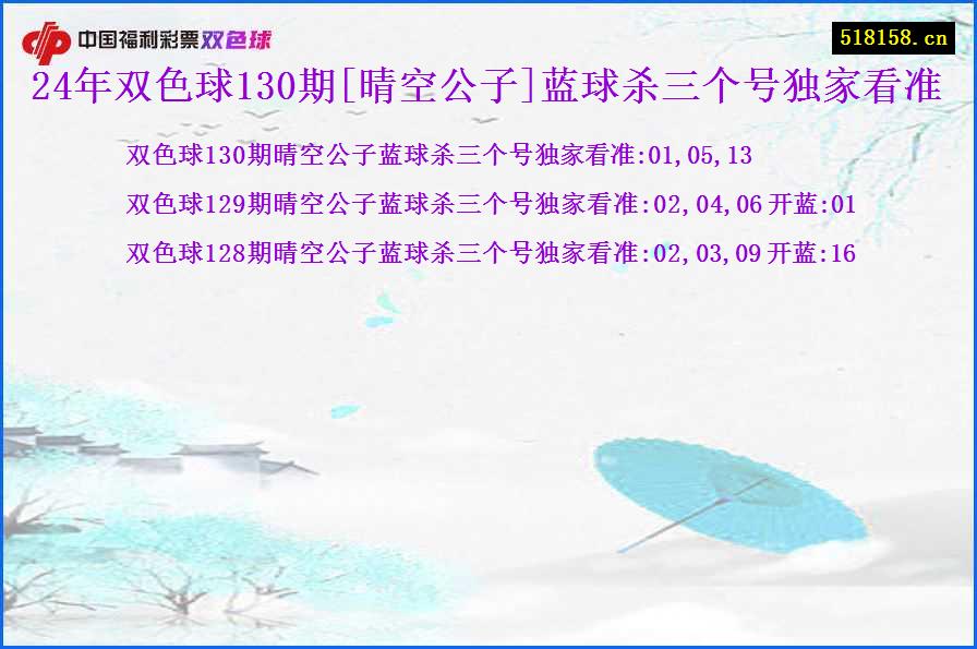 24年双色球130期[晴空公子]蓝球杀三个号独家看准