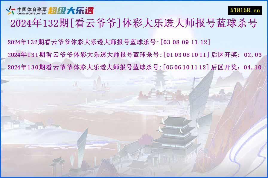 2024年132期[看云爷爷]体彩大乐透大师报号蓝球杀号