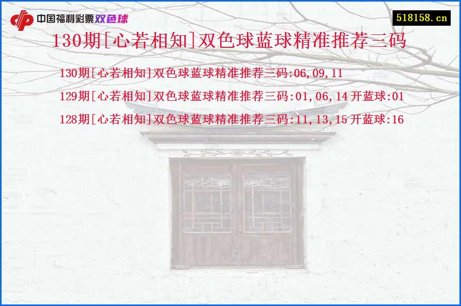 130期[心若相知]双色球蓝球精准推荐三码