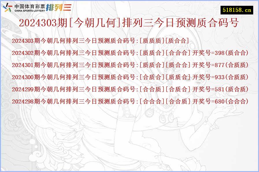 2024303期[今朝几何]排列三今日预测质合码号