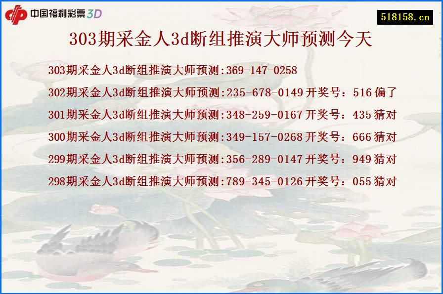 303期采金人3d断组推演大师预测今天