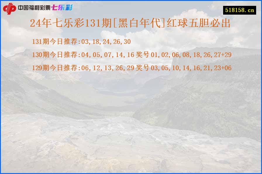 24年七乐彩131期[黑白年代]红球五胆必出