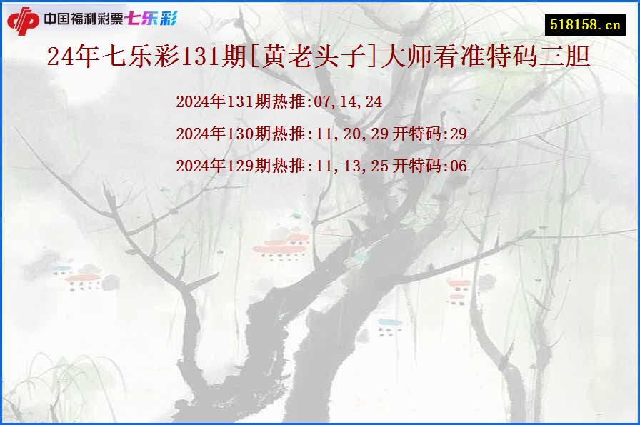 24年七乐彩131期[黄老头子]大师看准特码三胆