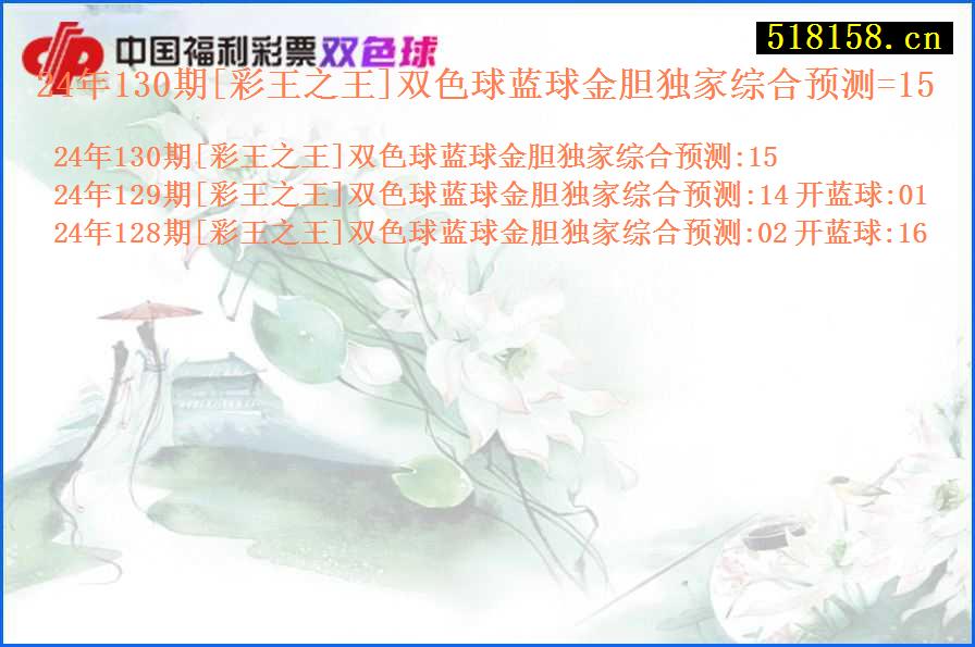 24年130期[彩王之王]双色球蓝球金胆独家综合预测=15