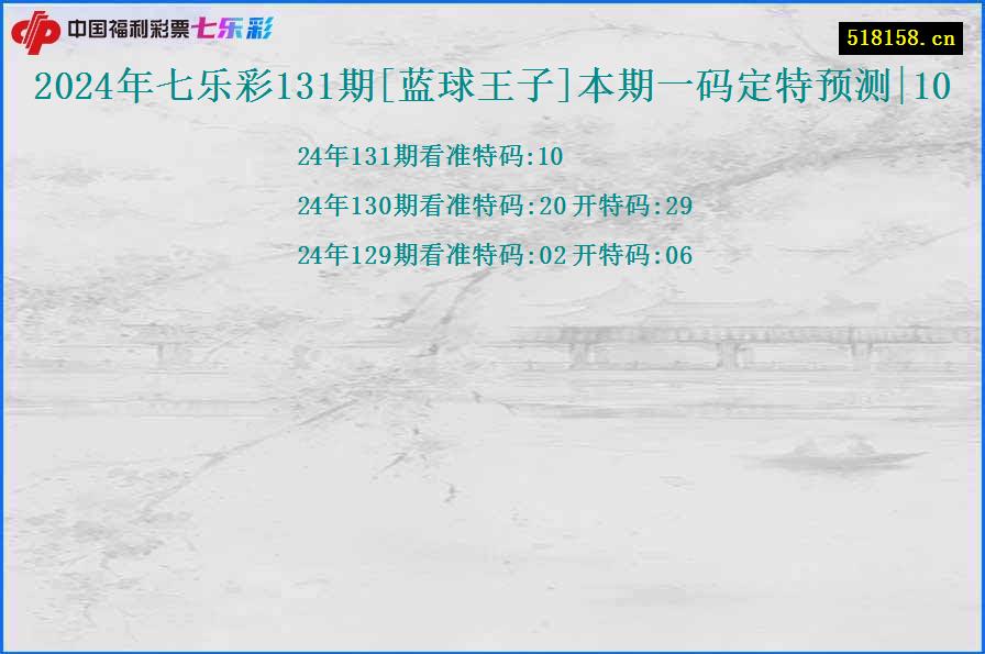 2024年七乐彩131期[蓝球王子]本期一码定特预测|10