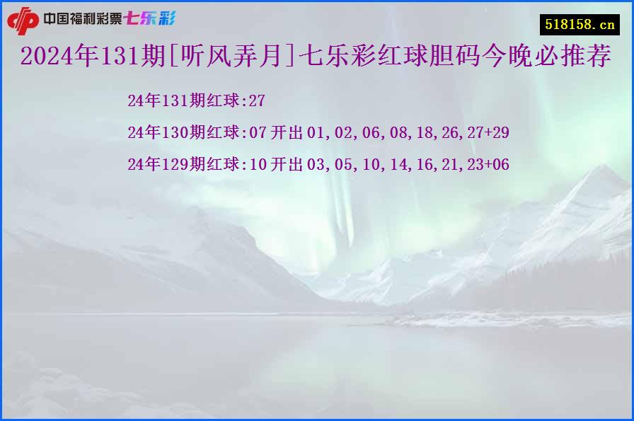 2024年131期[听风弄月]七乐彩红球胆码今晚必推荐