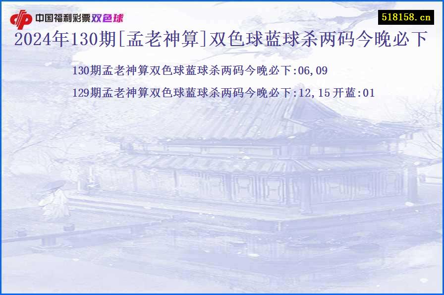 2024年130期[孟老神算]双色球蓝球杀两码今晚必下