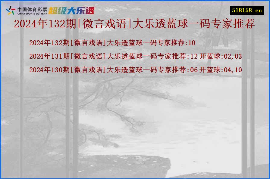 2024年132期[微言戏语]大乐透蓝球一码专家推荐