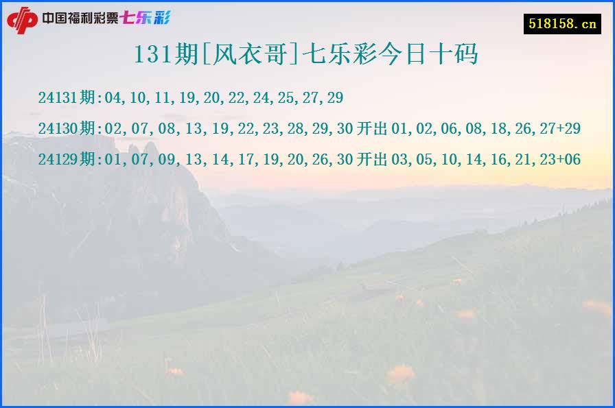 131期[风衣哥]七乐彩今日十码