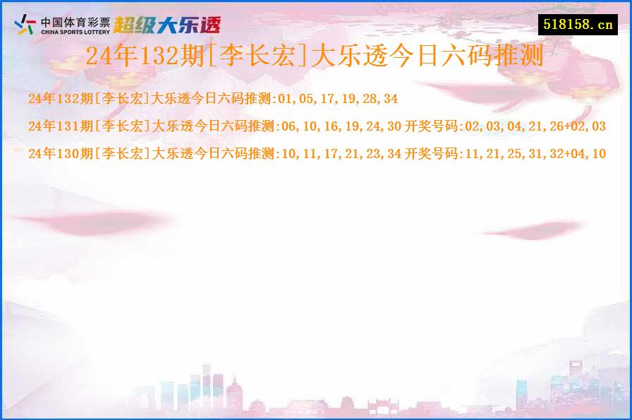 24年132期[李长宏]大乐透今日六码推测