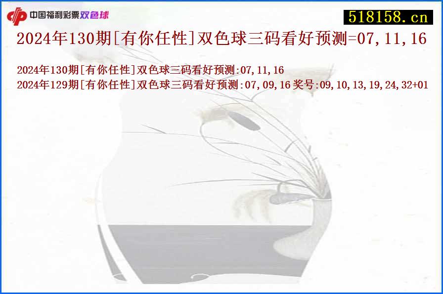 2024年130期[有你任性]双色球三码看好预测=07,11,16