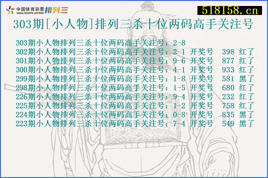 303期[小人物]排列三杀十位两码高手关注号