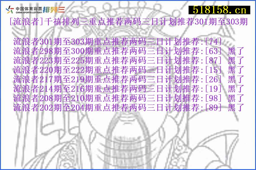 [流浪者]千禧排列三重点推荐两码三日计划推荐301期至303期