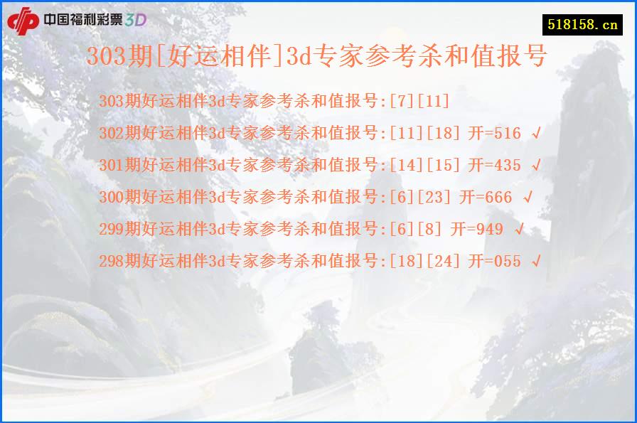 303期[好运相伴]3d专家参考杀和值报号