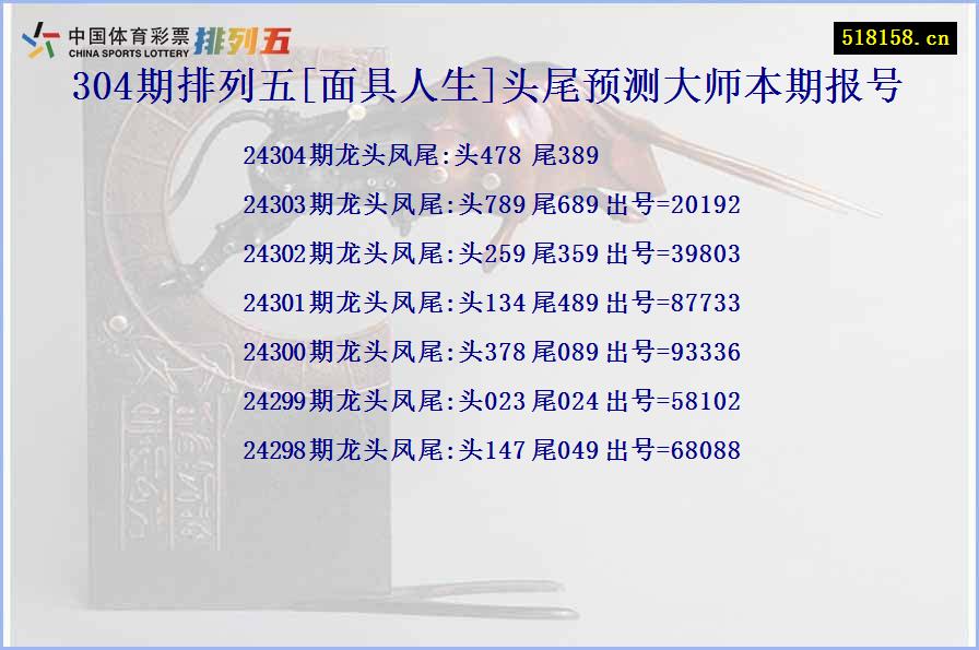 304期排列五[面具人生]头尾预测大师本期报号