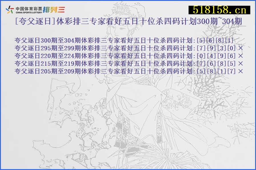 [夸父逐日]体彩排三专家看好五日十位杀四码计划300期~304期