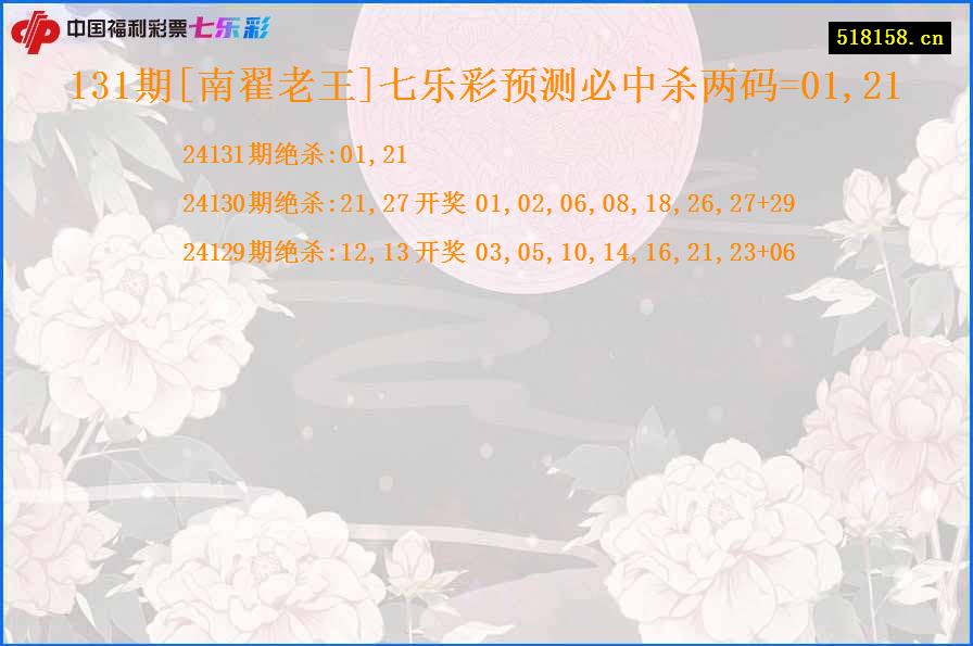 131期[南翟老王]七乐彩预测必中杀两码=01,21