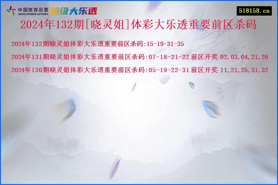 2024年132期[晓灵姐]体彩大乐透重要前区杀码