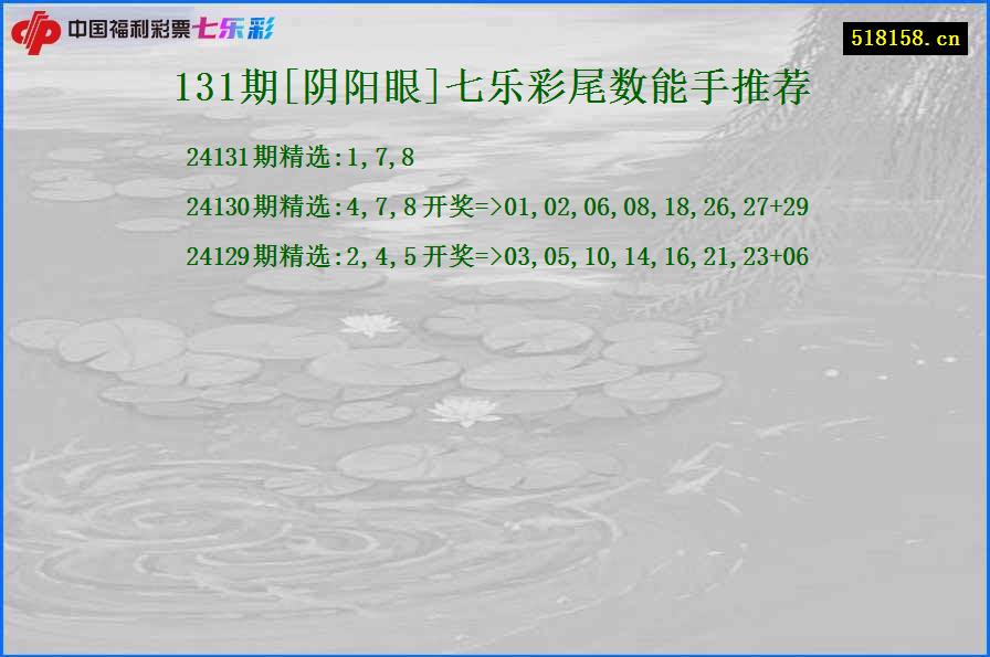 131期[阴阳眼]七乐彩尾数能手推荐