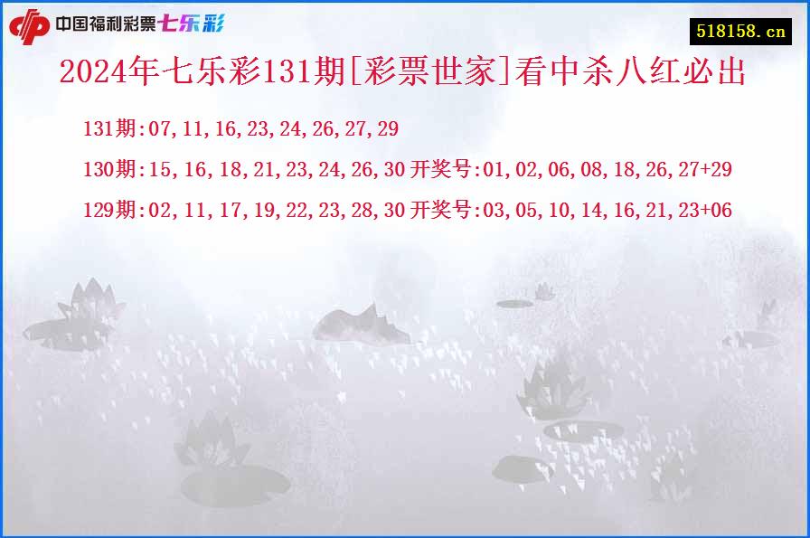 2024年七乐彩131期[彩票世家]看中杀八红必出