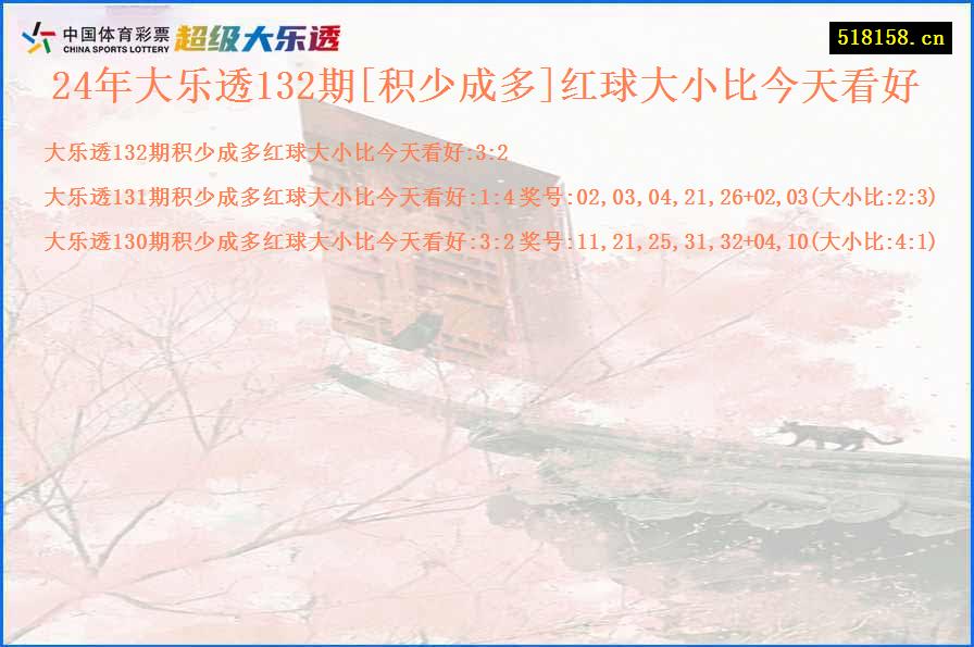 24年大乐透132期[积少成多]红球大小比今天看好