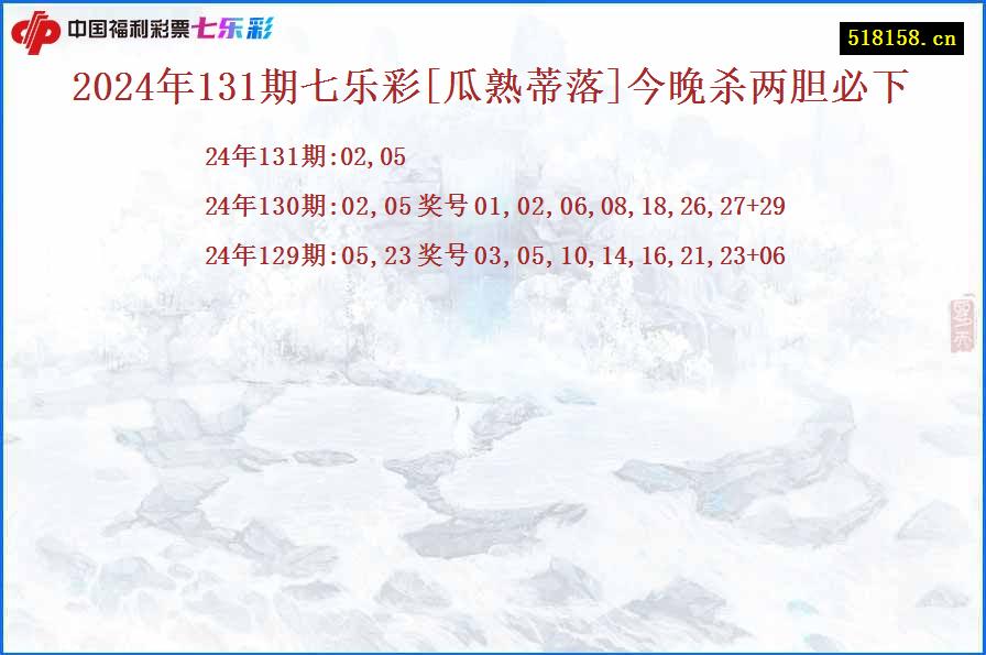 2024年131期七乐彩[瓜熟蒂落]今晚杀两胆必下