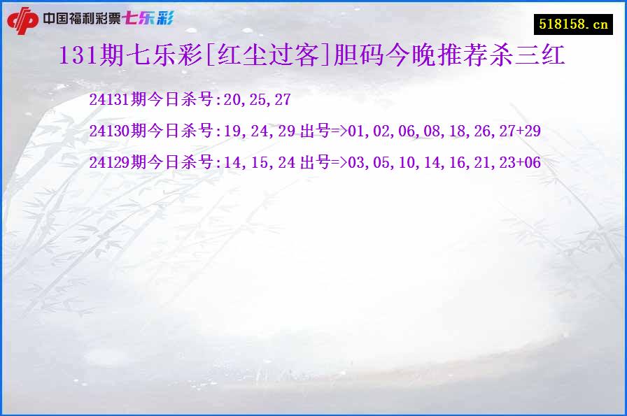 131期七乐彩[红尘过客]胆码今晚推荐杀三红
