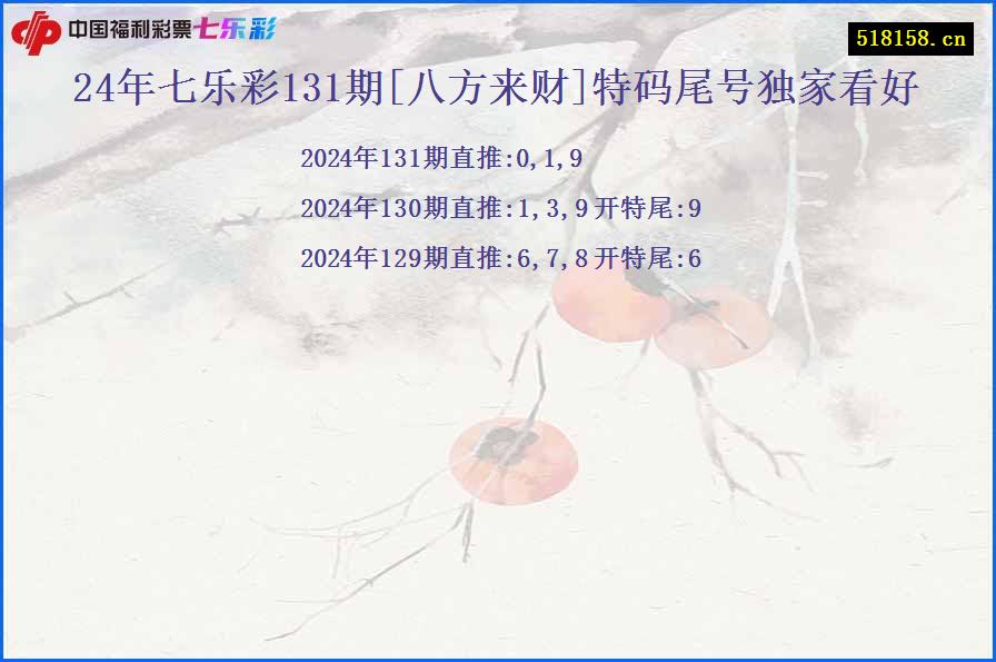 24年七乐彩131期[八方来财]特码尾号独家看好