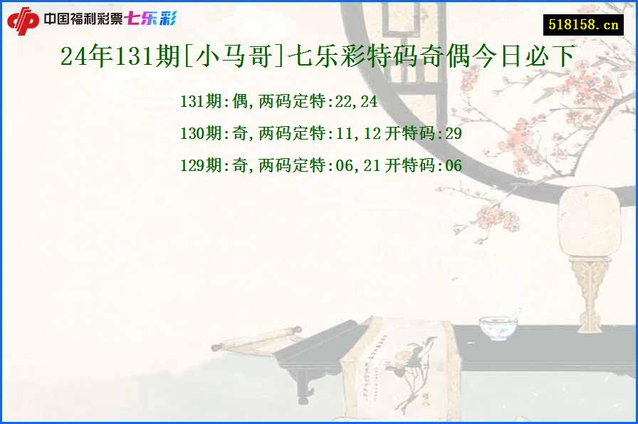 24年131期[小马哥]七乐彩特码奇偶今日必下