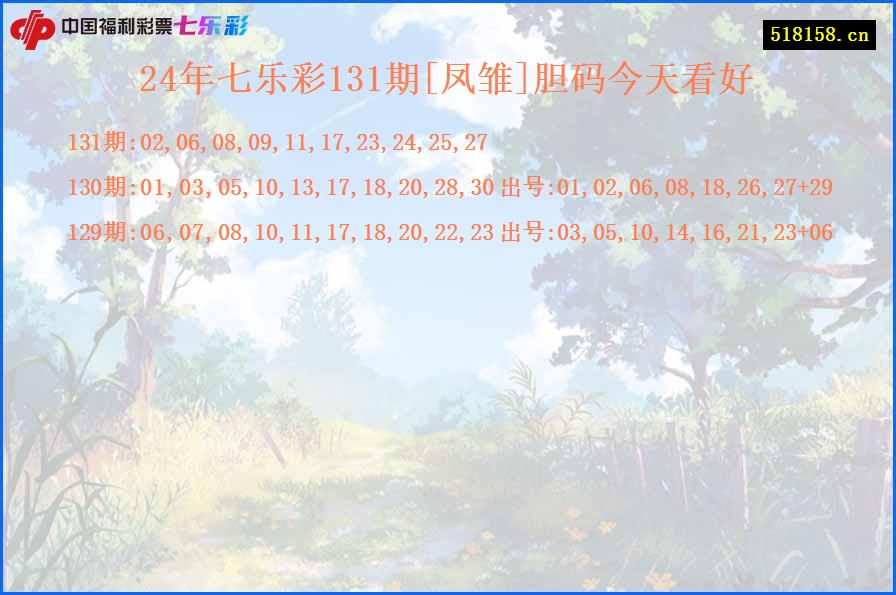 24年七乐彩131期[凤雏]胆码今天看好