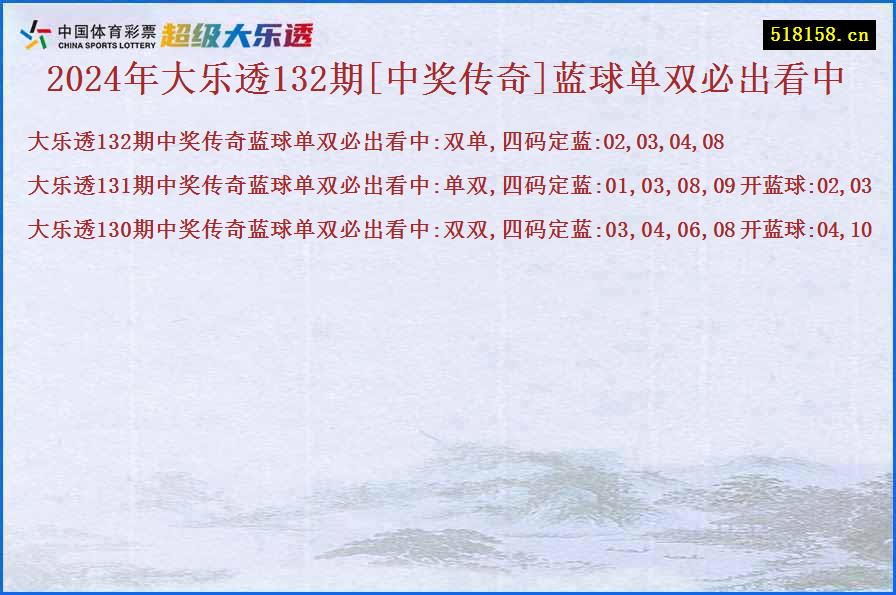 2024年大乐透132期[中奖传奇]蓝球单双必出看中