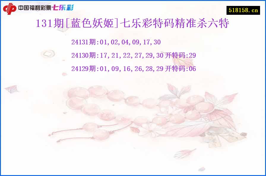 131期[蓝色妖姬]七乐彩特码精准杀六特