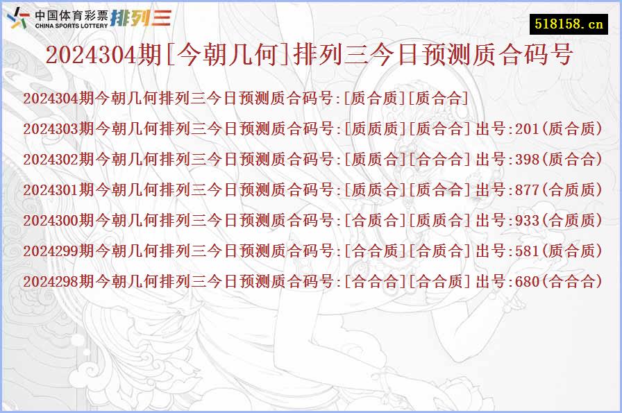 2024304期[今朝几何]排列三今日预测质合码号