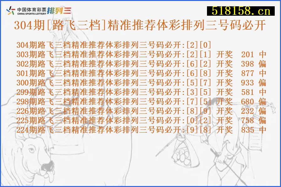 304期[路飞三档]精准推荐体彩排列三号码必开