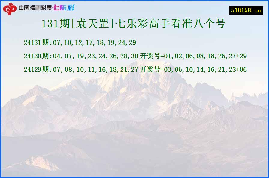 131期[袁天罡]七乐彩高手看准八个号