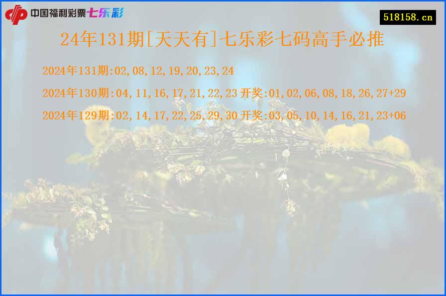 24年131期[天天有]七乐彩七码高手必推