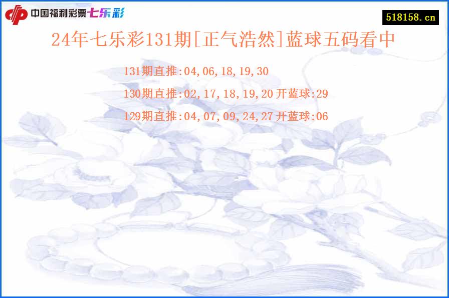 24年七乐彩131期[正气浩然]蓝球五码看中