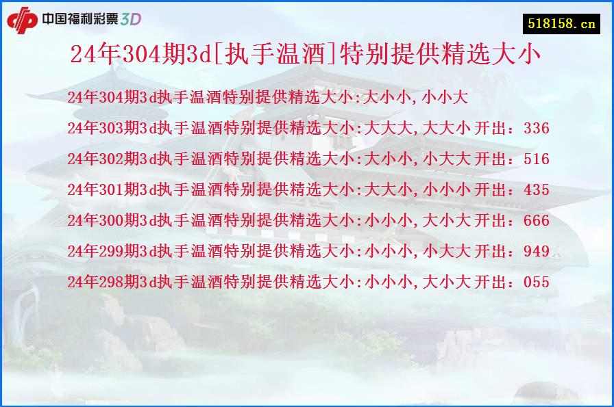 24年304期3d[执手温酒]特别提供精选大小