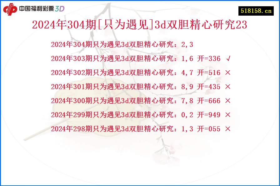 2024年304期[只为遇见]3d双胆精心研究23