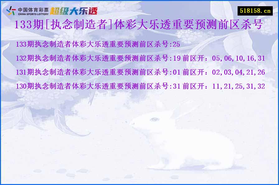 133期[执念制造者]体彩大乐透重要预测前区杀号