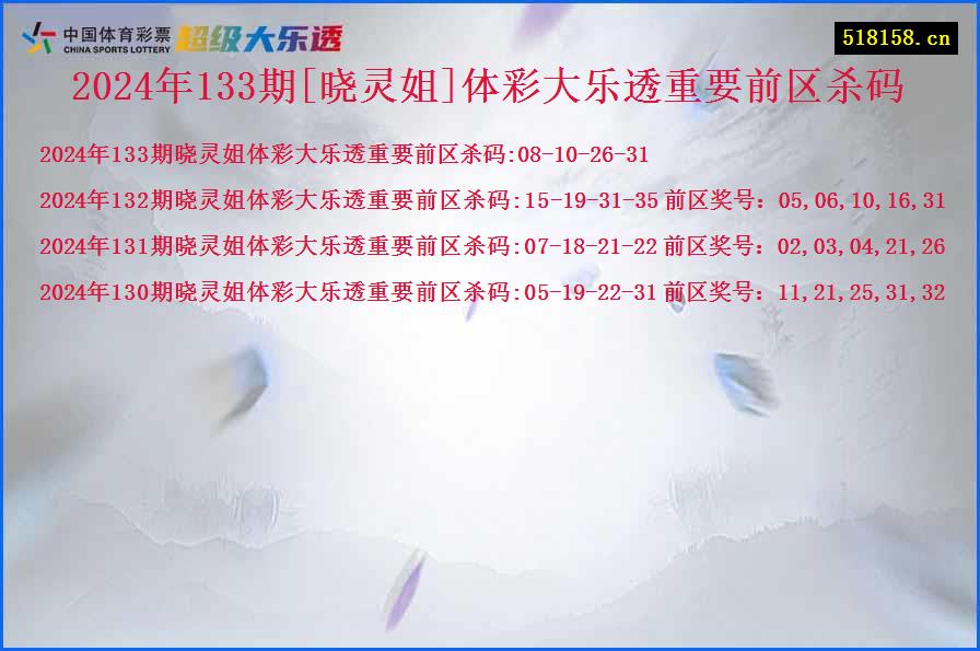 2024年133期[晓灵姐]体彩大乐透重要前区杀码