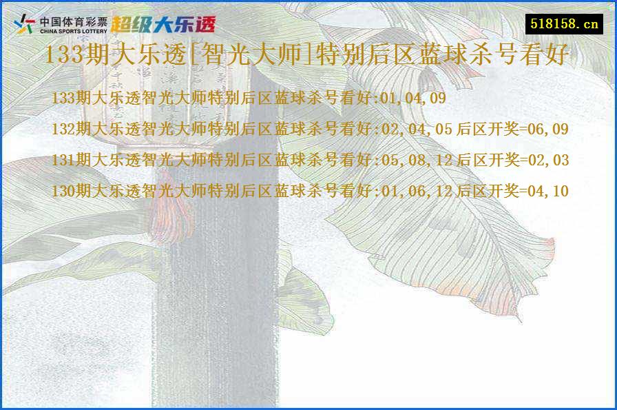 133期大乐透[智光大师]特别后区蓝球杀号看好