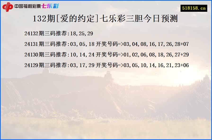 132期[爱的约定]七乐彩三胆今日预测